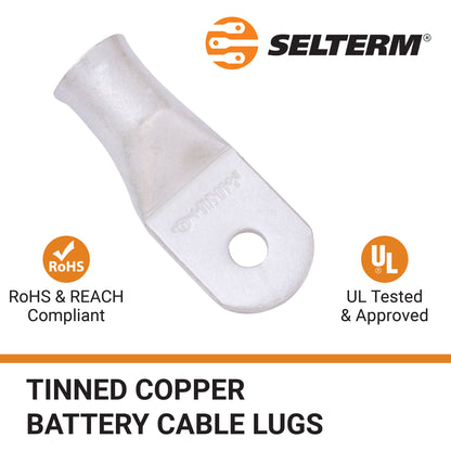 4/0 AWG (0000 Gauge) (XL), 5/16" Stud, Tinned Copper Battery Cable Ends, Wire Lugs, Marine Grade, MD4056PXL