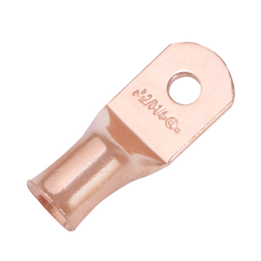 2/0 AWG (00 Gauge) 1/4" Stud, Bare Copper Battery Cable Ends, Wire Lugs, Heavy Duty, MD2014U