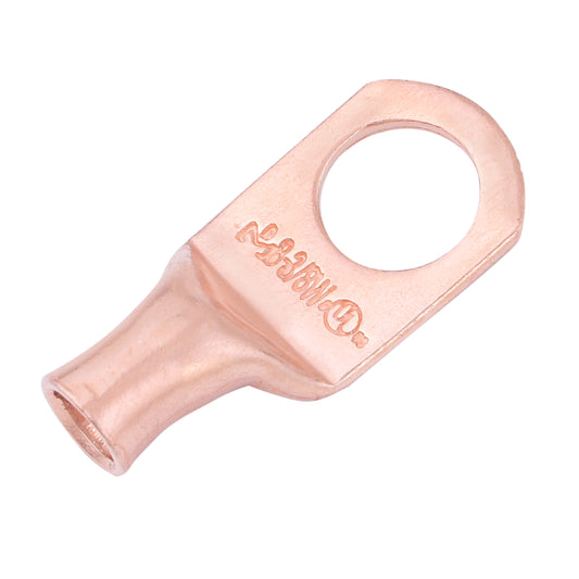 8 AWG (8 Gauge) 3/8" Stud, Bare Copper Battery Cable Ends, Wire Lugs, Heavy Duty, MD0838UW