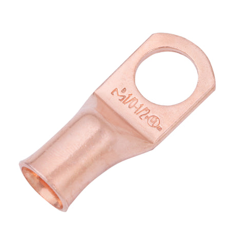1/0 AWG, 1/2" Stud, Bare Copper Battery Cable Ends, Wire Lugs, Heavy Duty, MD1012U