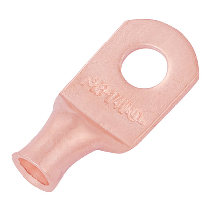 8 AWG (8 Gauge) 1/4" Stud, (Wide Pad) Bare Copper Battery Cable Ends, Wire Lugs, Heavy Duty, MD0814UW