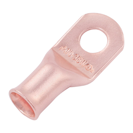 1/0 AWG (0 Gauge) 3/8" Stud, (Wide Pad) Bare Copper Battery Cable Ends, Wire Lugs, Heavy Duty, MD1038UW