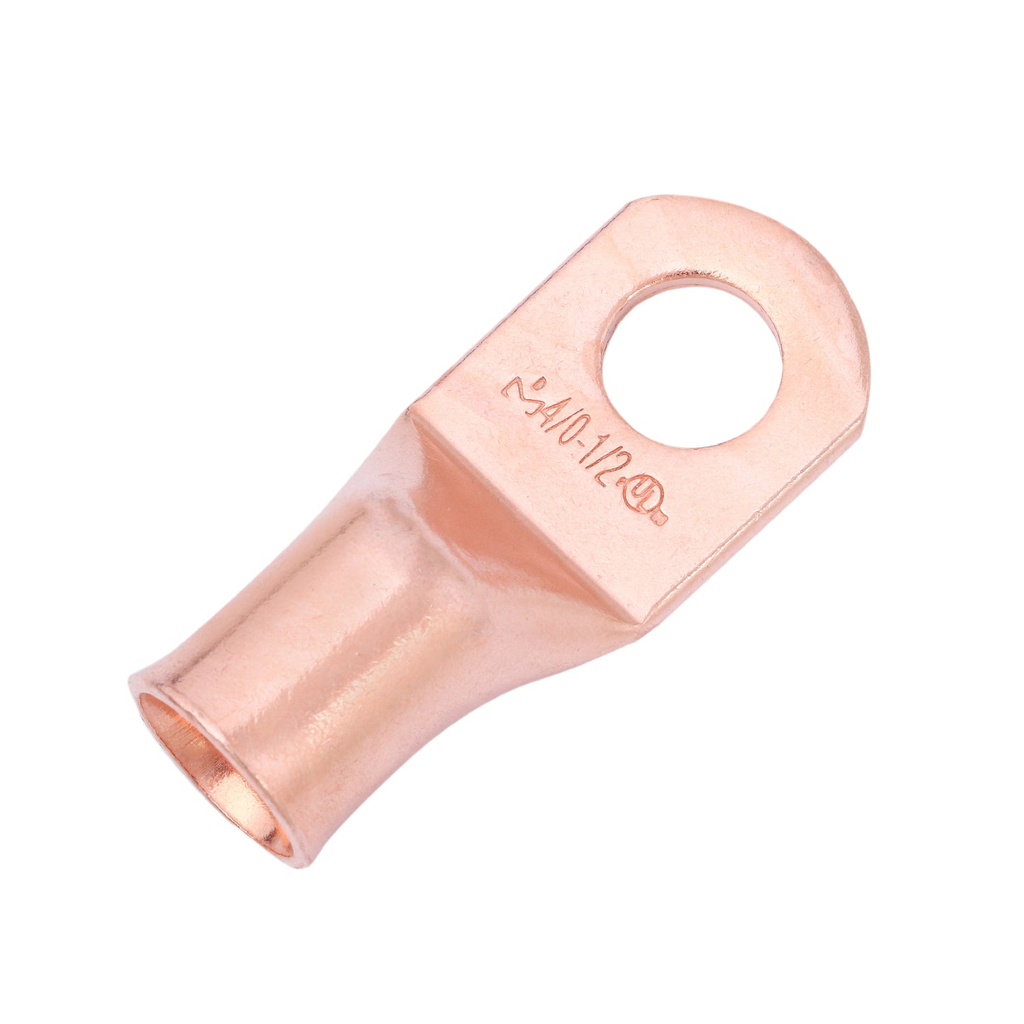 4/0 AWG (0000 Gauge) 1/2" Stud, Bare Copper Battery Cable Ends, Wire Lugs, Heavy Duty, MD4012U