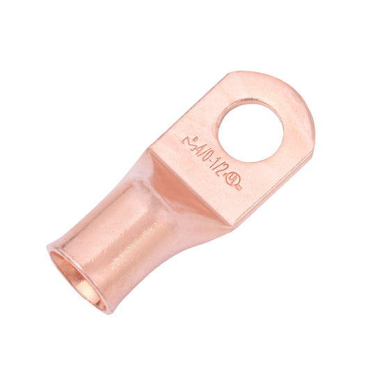 4/0 AWG (0000 Gauge) 1/2" Stud, Bare Copper Battery Cable Ends, Wire Lugs, Heavy Duty, MD4012U