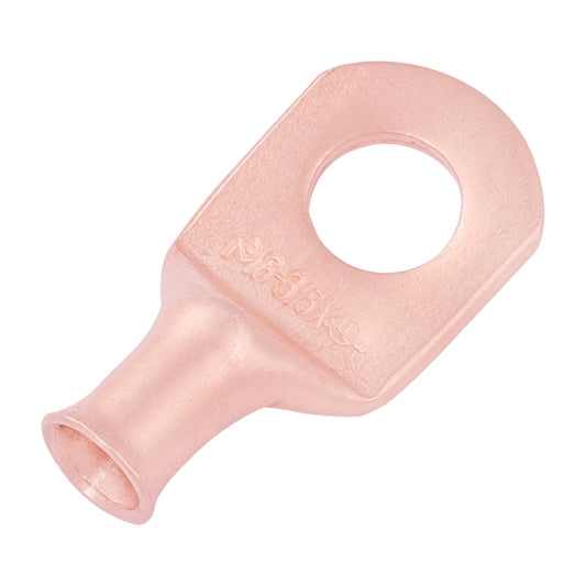 6 AWG (6 Gauge) 3/8" Stud, (Wide Pad) Bare Copper Battery Cable Ends, Wire Lugs, Heavy Duty, MD0638UX