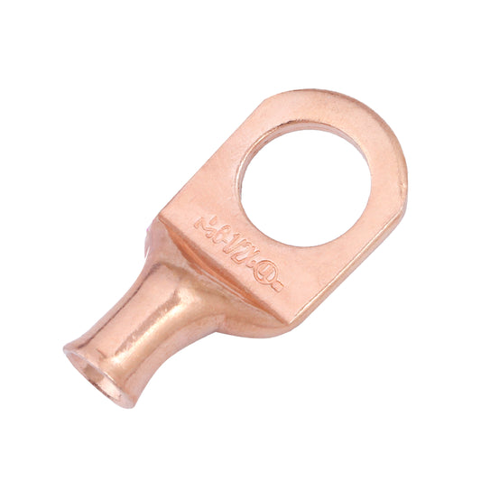 6 AWG (6 Gauge) 1/2" Stud, Bare Copper Battery Cable Ends, Wire Lugs, Heavy Duty, MD0612UX