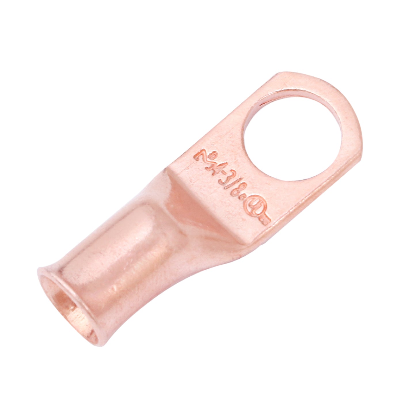4 AWG (4 Gauge) 3/8" Stud, Bare Copper Battery Cable Ends, Wire Lugs, Heavy Duty, MD0438U