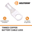 8 AWG, 5/16" Stud, Tinned Copper Battery Cable Ends, Wire Lugs, Marine Grade, MD0856P - 3