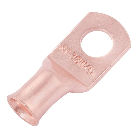 1AWG (1 Gauge) 3/8" Stud, (Wide Pad) Bare Copper Battery Cable Ends, Wire Lugs, Heavy Duty, MD0138UW