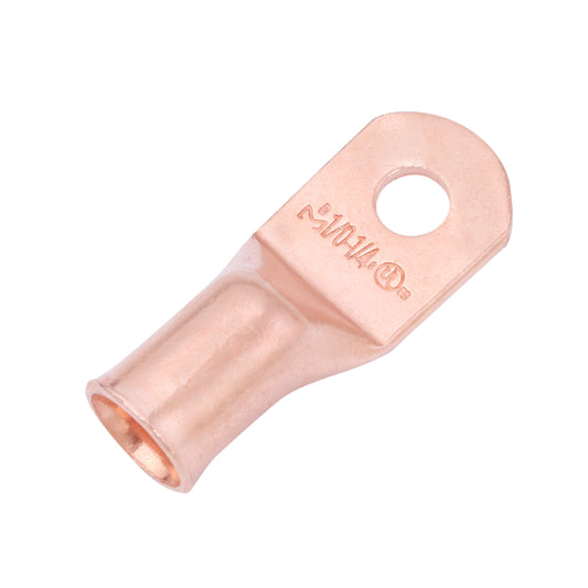 1/0 AWG (0 Gauge) 1/4" Stud, Bare Copper Battery Cable Ends, Wire Lugs, Heavy Duty, MD1014U
