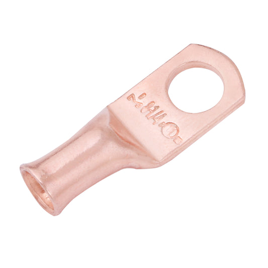 8 AWG (8 Gauge) 1/4" Stud, Bare Copper Battery Cable Ends, Wire Lugs, Heavy Duty, MD0814U