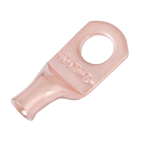 8 AWG (8 Gauge) 5/16" Stud, (Wide Pad) Bare Copper Battery Cable Ends, Wire Lugs, Heavy Duty, MD0856UW