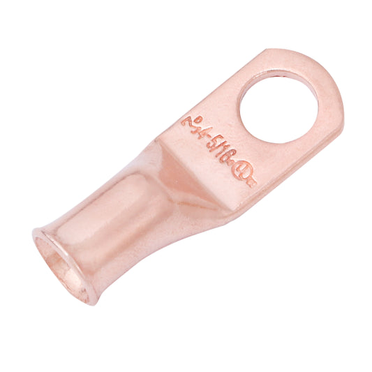 4 AWG (4 Gauge) 5/16" Stud, Bare Copper Battery Cable Ends, Wire Lugs, Heavy Duty, MD0456U