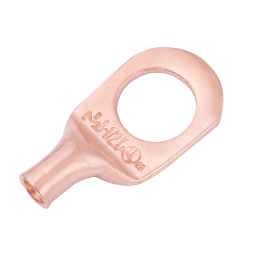 8 AWG (8 Gauge) 1/2" Stud, Bare Copper Battery Cable Ends, Wire Lugs, Heavy Duty, MD0812UX